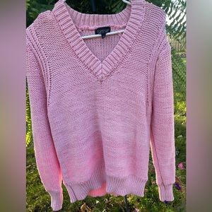 TOPSHOP Pink V-Neck Chunky Knit Sweater Sz 6